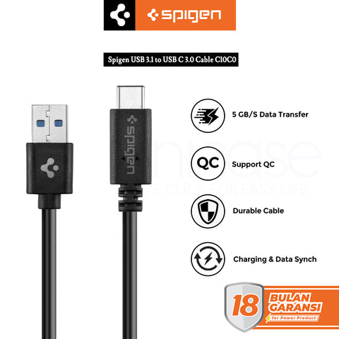 Cable USB 3.1 to USB C 3.0 Spigen Fast Charging Durable Kabel Charger