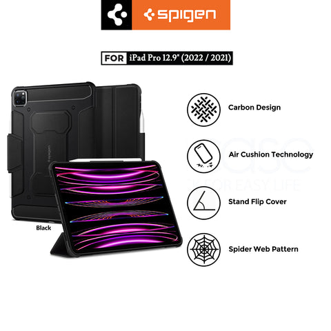 Case iPad Pro 12.9 2022/2021 Spigen Rugged Armor Pro Flip Cover Casing