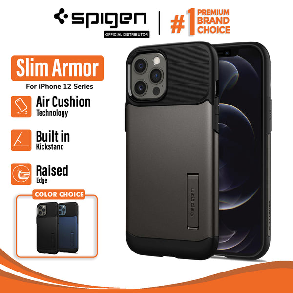 Case iPhone 12 Pro Max 12 Mini Spigen Slim Armor Hybrid Stand Anti Shock Casing