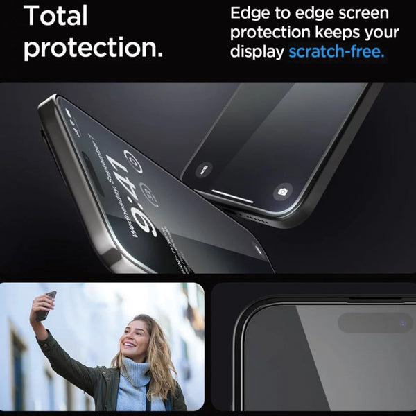 Tempered Glass iPhone 15 Pro Max Plus Spigen Glas tR EZ Fit Full Cover