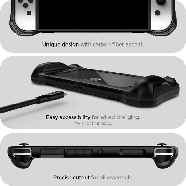 Case Nintendo Switch Oled Spigen Rugged Armor Grip Cover Carbon Casing