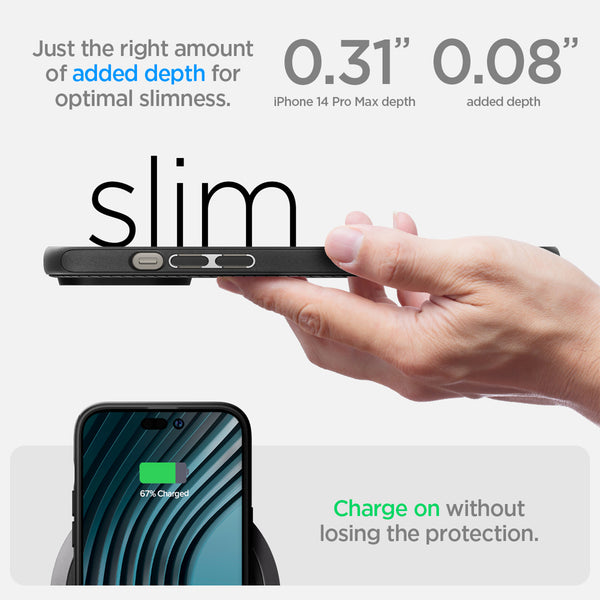Case iPhone 14 Pro Max Plus Spigen Mag Armor MagSafe Matte Slim Casing