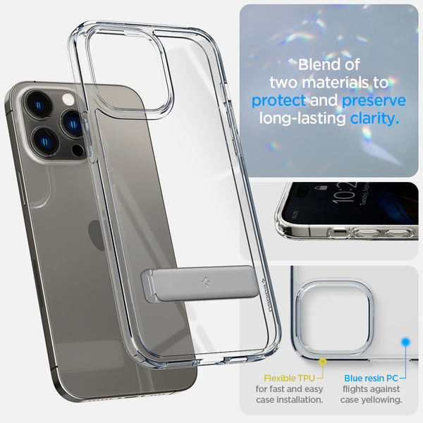 Case iPhone 14 Pro Max Plus Spigen Ultra Hybrid S Clear Stand Casing