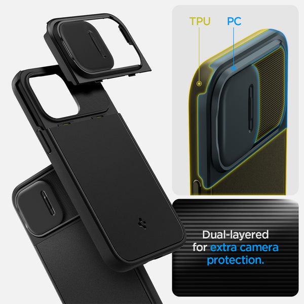 Case iPhone 14 Pro Max Plus Spigen Optik Armor Camera Slide Soft Cover