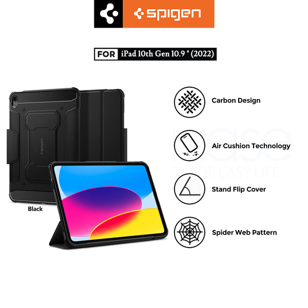 Case iPad 10 10.9 2022 Spigen Rugged Armor Pro Flip Cover Soft Casing