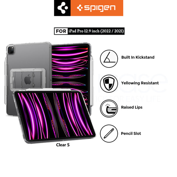 Case iPad Pro 12.9 2022/2021 Spigen Air Skin Hybrid S Slim Clear Stand