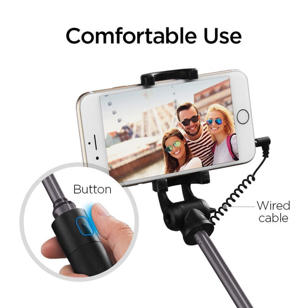 Selfie Stick Spigen Velo S530 Battery Free Wired Tomsis Tongsis Kabel Tanpa Baterai